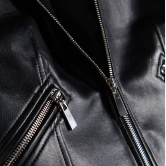 RESERVED Faux leather biker jacket sz12 * European Brand - Picture 7 of 9